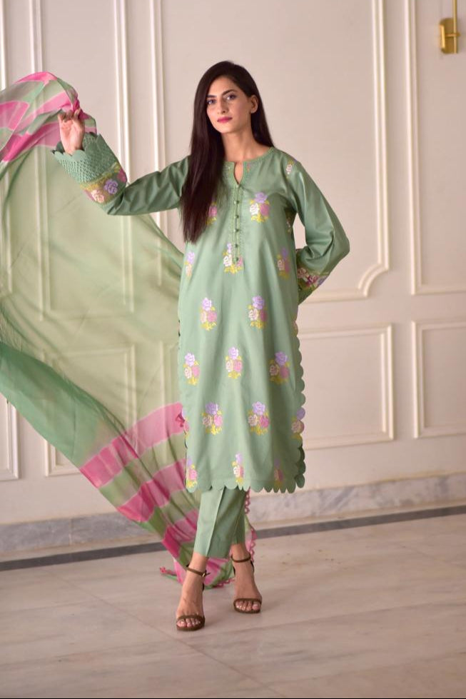 Pista – Embroidered Cotton 3-Piece Suit