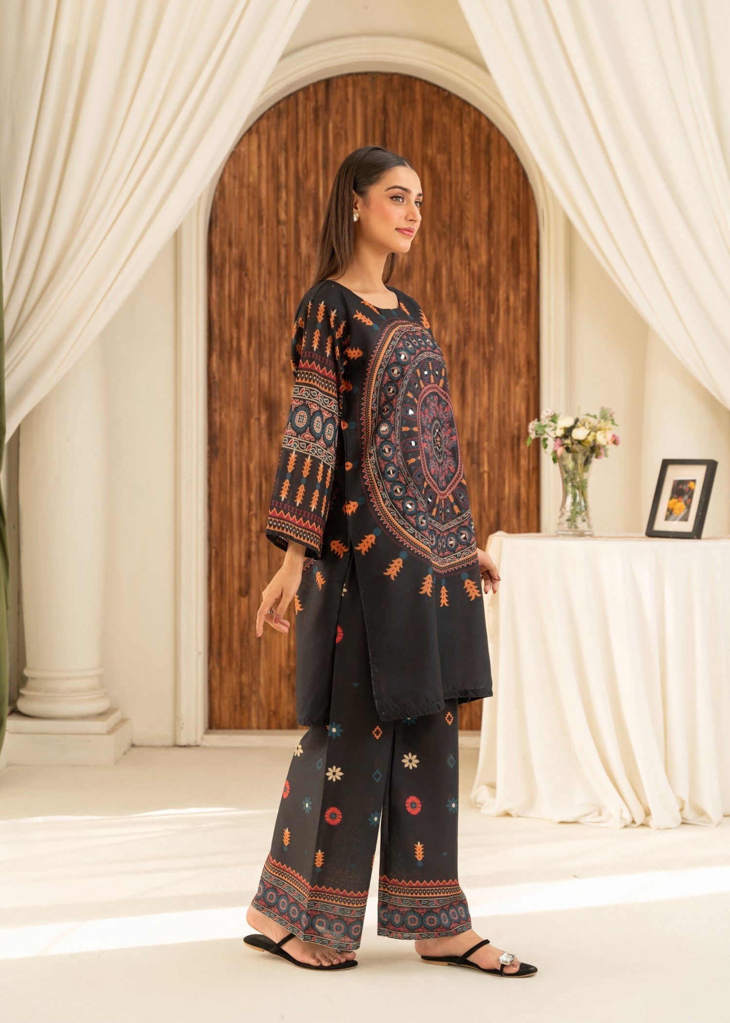 Matka – Black Digital Printed Lawn Kurta (2 Piece)