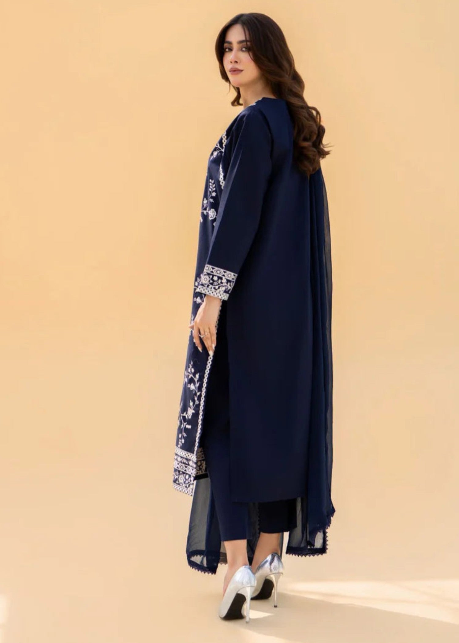 NailoFer – Blue Embroidered Cotton 3-Piece