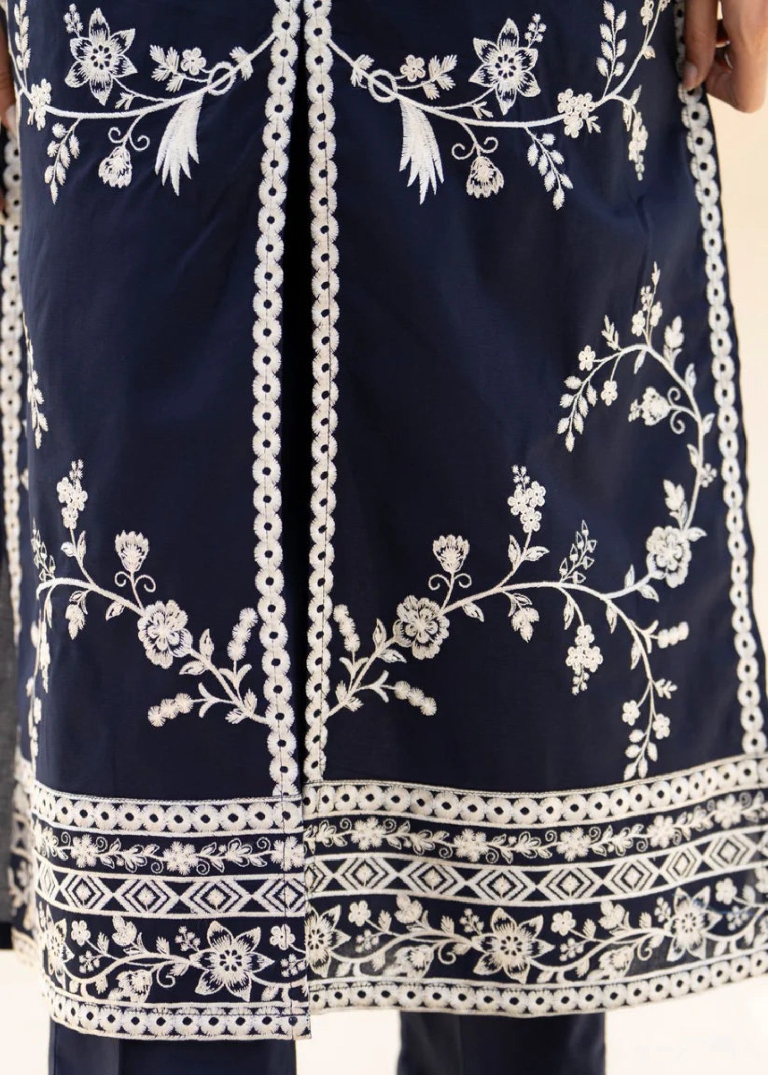 NailoFer – Blue Embroidered Cotton 3-Piece