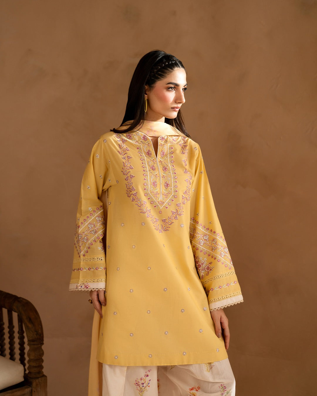 Lemon Blossom – Embroidered Cotton 3-Piece