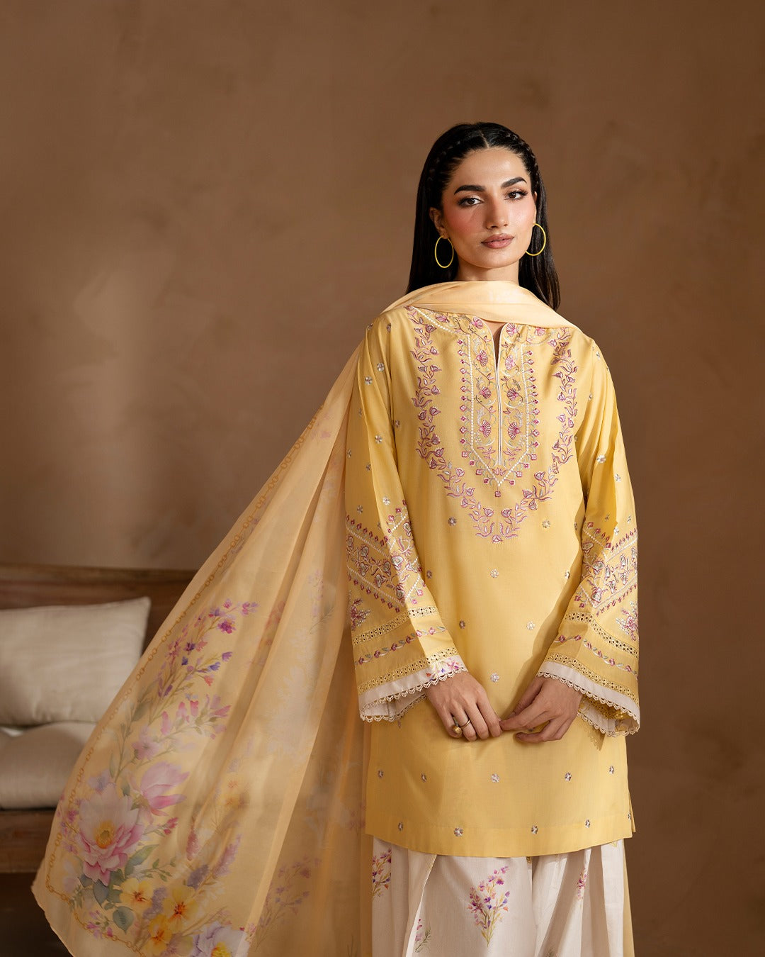 Lemon Blossom – Embroidered Cotton 3-Piece